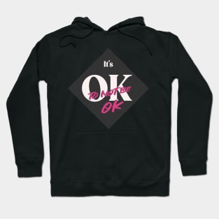 It's Ok To Not Be OK Black White Pink Diamond Hoodie